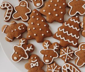 Various Gingerbread cookies Man Christmas Trees