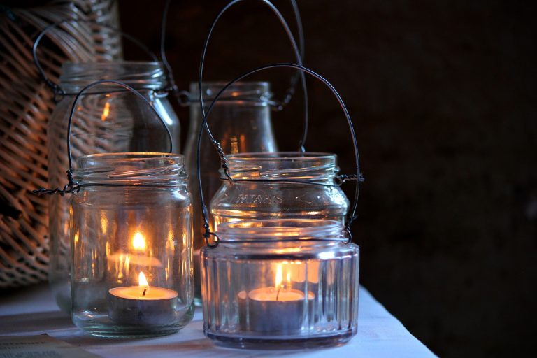 Candle light mason jar