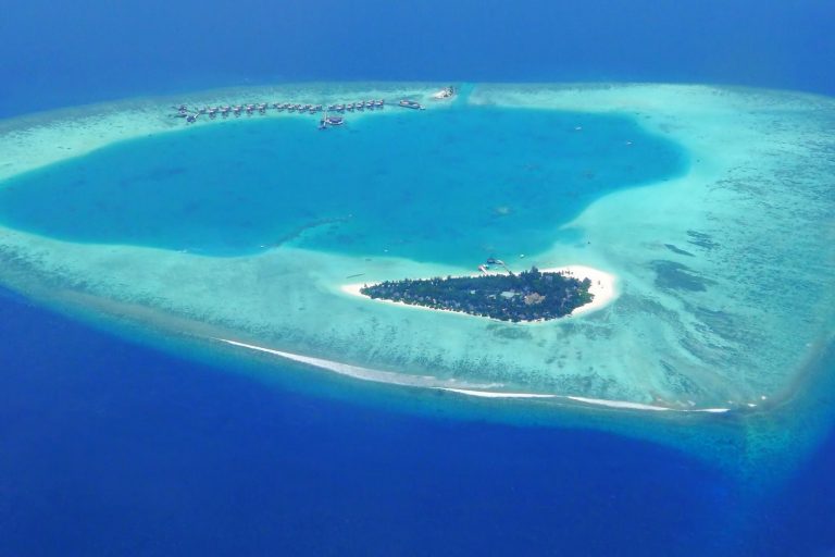 The Angsana Velavaru resort from the air.