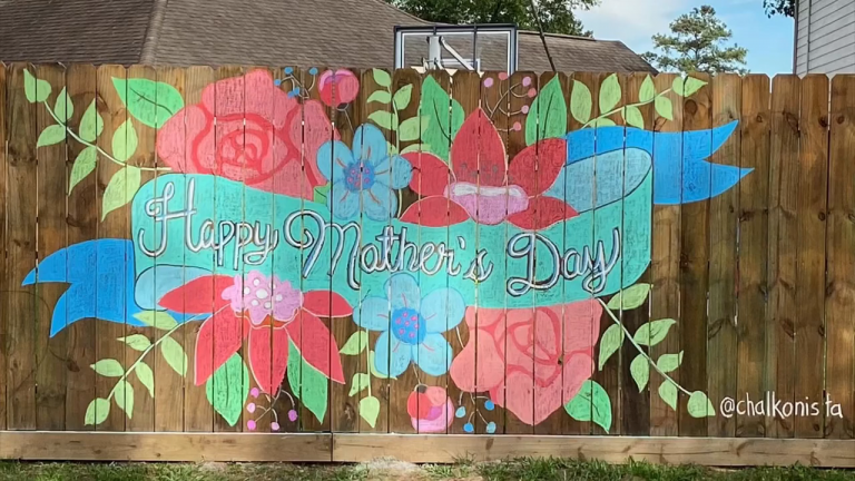 Happy Mother’s Day Fence Mural, Chalk Art